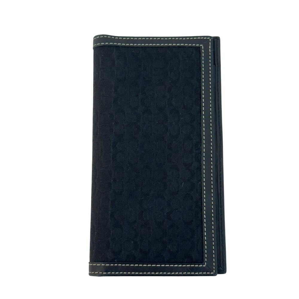 Coach Signature Canvas Bifold Checkbook Cover Black Monogram